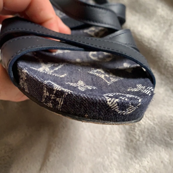 Louis Vuitton Denim Leather Sandals 38.5 - Picture 9 of 13